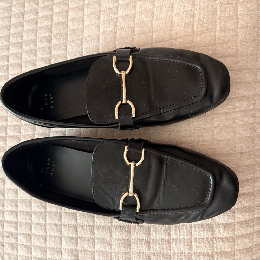 Target Black Loafers with Gold Accent